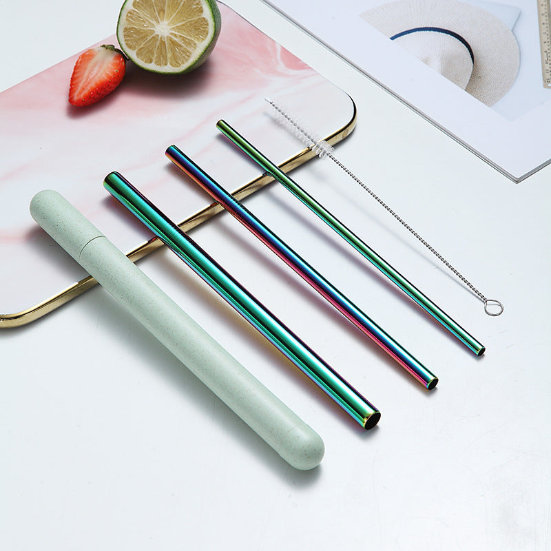 Custom Logo Eco-friendly Wheat Storage Box Stainless Steel Straw Set | Premium Corporate Gifts and Promotional Gifts