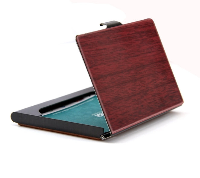 Custom Logo Wood Grain Metal Business Card Holder | Premium Corporate Gifts and Promotional Gifts