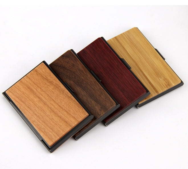 Custom Logo Wood Grain Metal Business Card Holder | Premium Corporate Gifts and Custom Gifts
