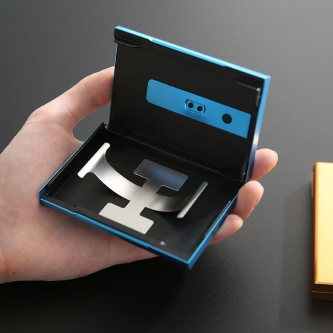 Custom Logo Aluminum Alloy Push-Behind Business Card Box | Premium Corporate Gifts and Promotional Gifts