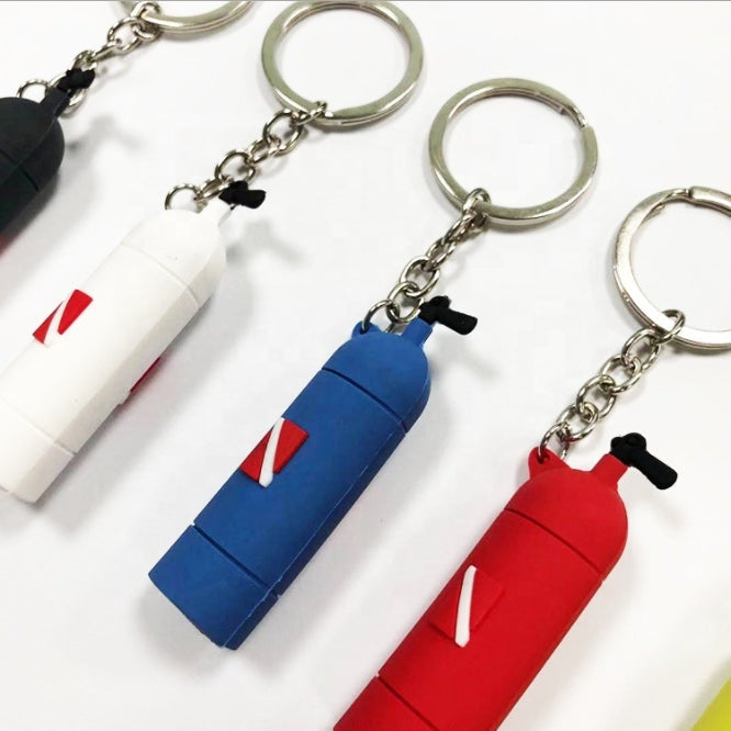 Silicone Fire Extinguisher Shaped Keychain, view 2 of 3