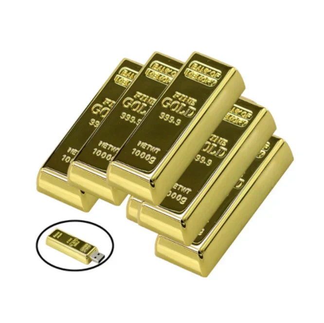 Custom Logo Gold brick-shaped flash drive | Premium Corporate Gifts and Promotional Gifts