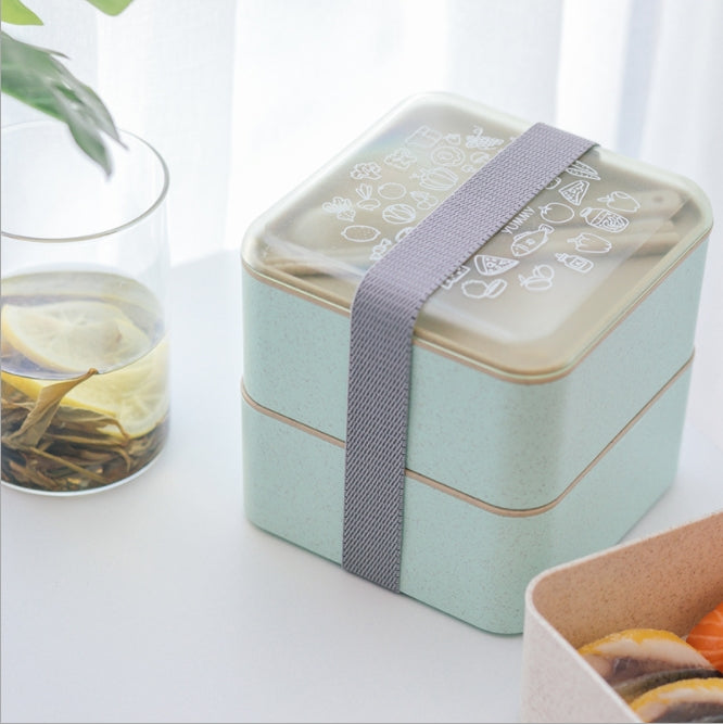 Custom Logo Japanese square double-layer bento box (including spoon) | Premium Corporate Gifts and Custom Gifts