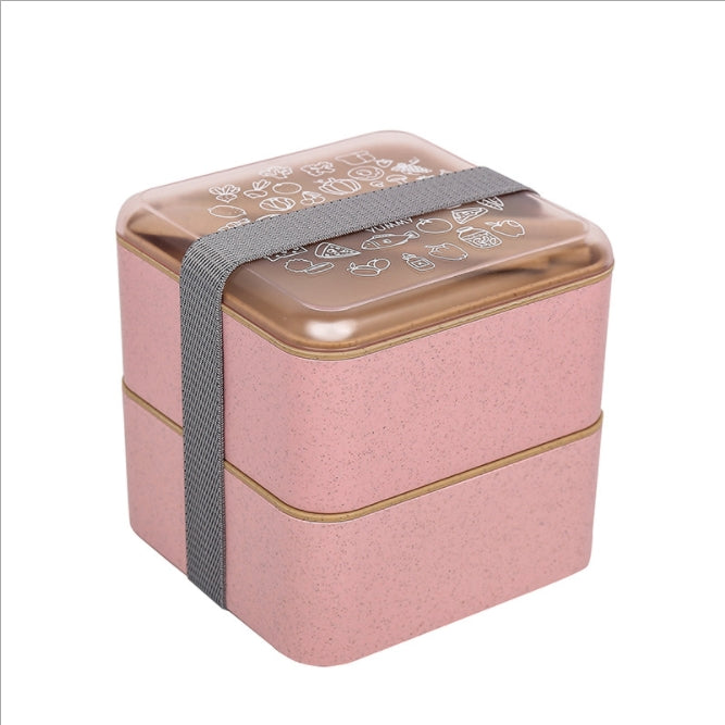 Custom Logo Japanese square double-layer bento box (including spoon) | Premium Corporate Gifts and Promotional Gifts