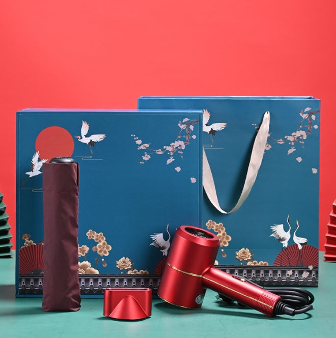 Custom Logo High-end hair dryer + umbrella gift box set | Premium Corporate Gifts and Promotional Gifts