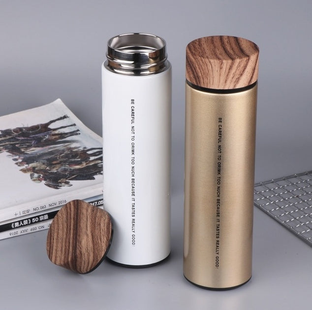 Custom Logo Wood Grain Lid Thermos Mug | Premium Corporate Gifts and Promotional Gifts