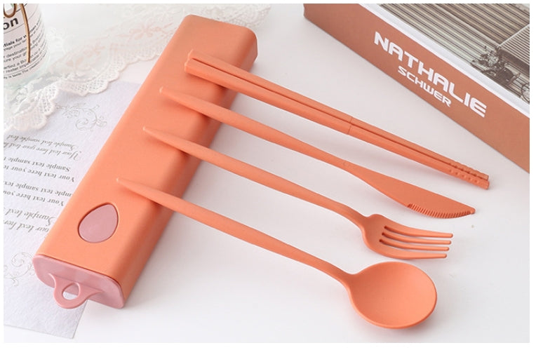 Custom Logo Candy-colored wheat straw knife and fork four-piece set | Premium Corporate Gifts and Promotional Gifts