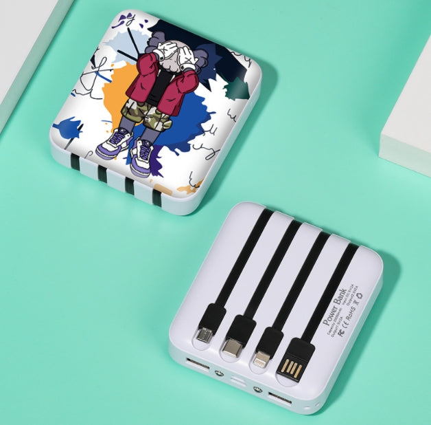 Custom Logo Square Multi-Wire Power Bank | Premium Corporate Gifts and Promotional Gifts