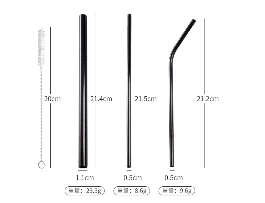 Custom Logo Drawstring Bag Stainless Steel Eco-Friendly Straw 3 Pack | Premium Corporate Gifts and Promotional Gifts