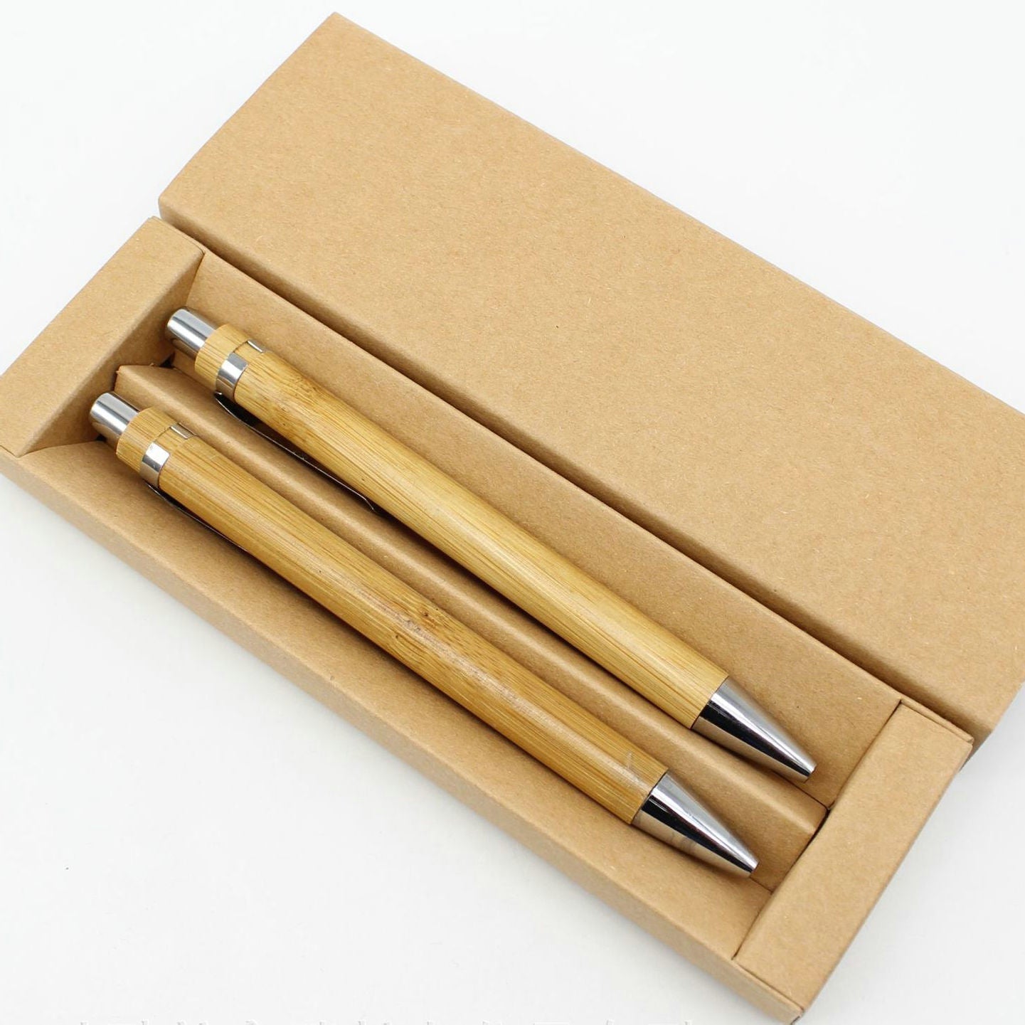 Custom Logo Simple bamboo and wood pen two-piece set | Premium Corporate Gifts and Promotional Gifts