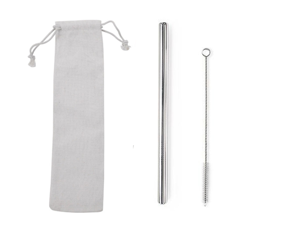 Custom Logo Drawstring Bag Stainless Steel Eco-Friendly Thick Straw 2 Packs | Premium Corporate Gifts and Promotional Gifts