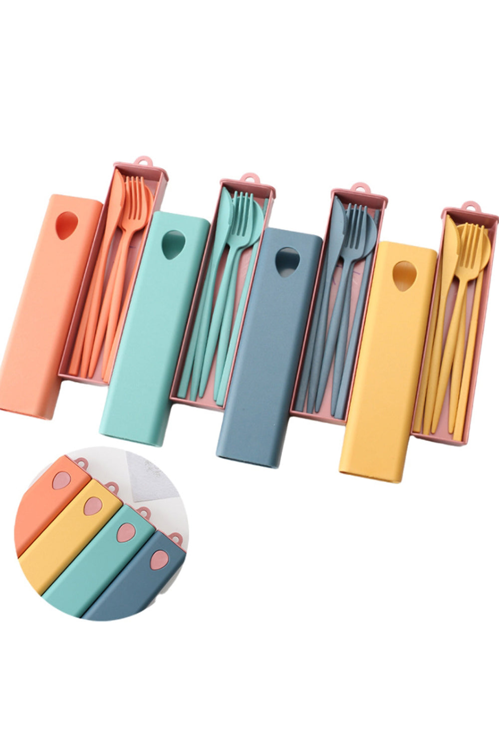 Custom Logo Candy-colored wheat straw knife and fork four-piece set | Premium Corporate Gifts and Promotional Gifts