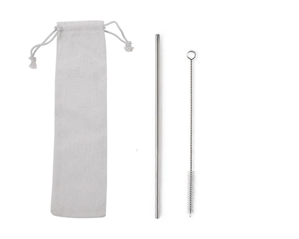 Custom Logo Drawstring Bag Stainless Steel Eco-friendly Thin Straw 2 Pack | Premium Corporate Gifts and Promotional Gifts