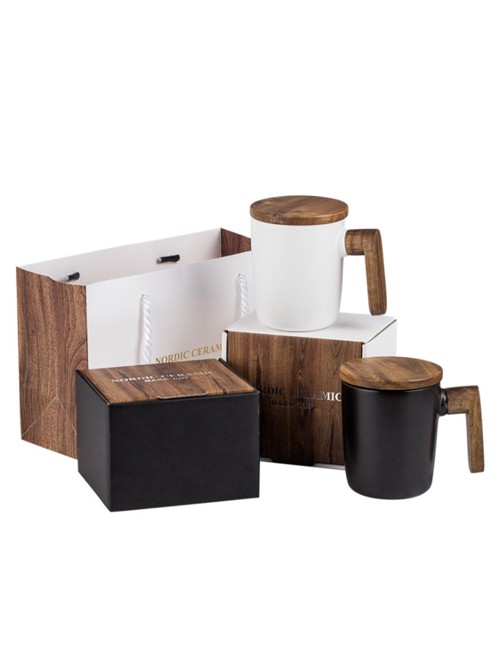 Custom Logo Wooden Handle Texture Mug Gift Box | Premium Corporate Gifts and Promotional Gifts