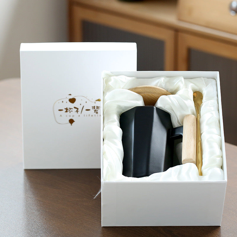 Custom Logo Nordic-style wooden handle ceramic mug gift box | Premium Corporate Gifts and Custom Gifts