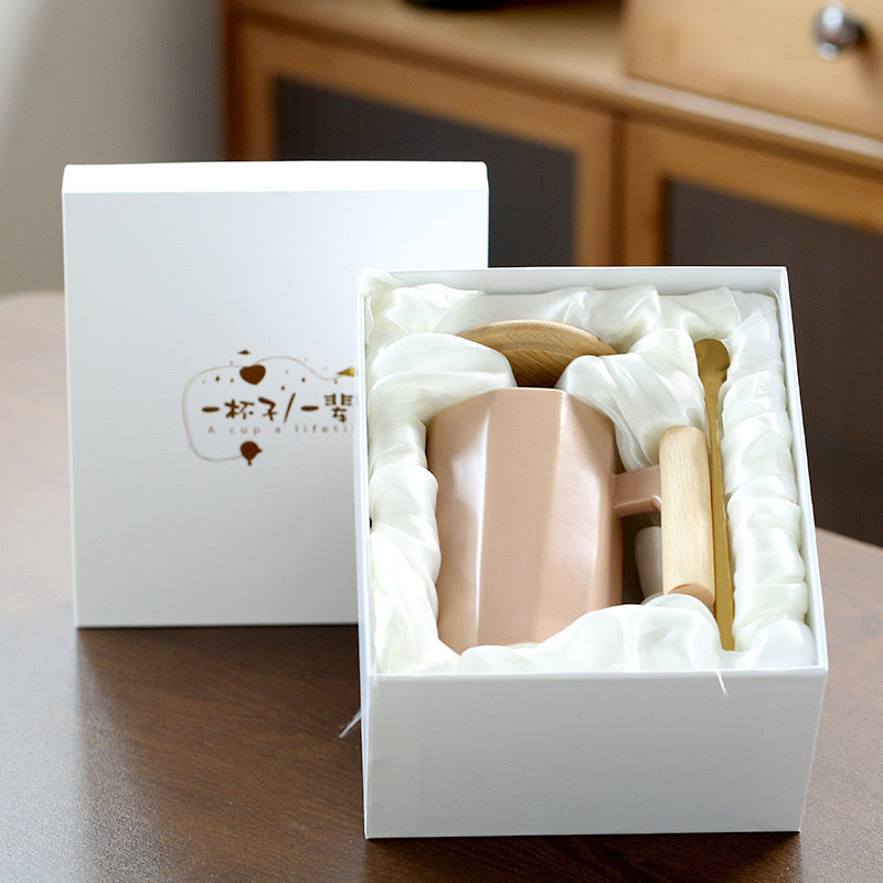 Custom Logo Nordic-style wooden handle ceramic mug gift box | Premium Corporate Gifts and Promotional Gifts