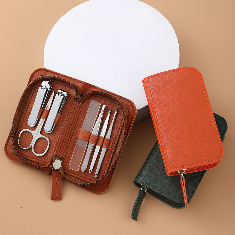 Custom Logo Nail clipper seven-piece leather bag | Premium Corporate Gifts and Promotional Gifts