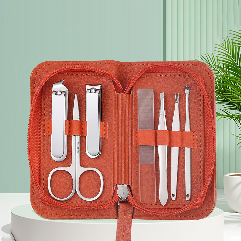 Custom Logo Nail clipper seven-piece leather bag | Premium Corporate Gifts and Promotional Gifts