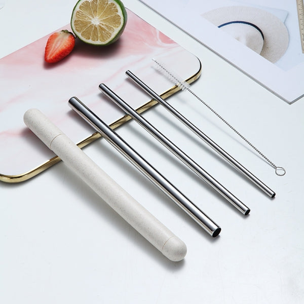 Custom Logo Eco-friendly Wheat Storage Box Stainless Steel Straw Set | Premium Corporate Gifts and Promotional Gifts