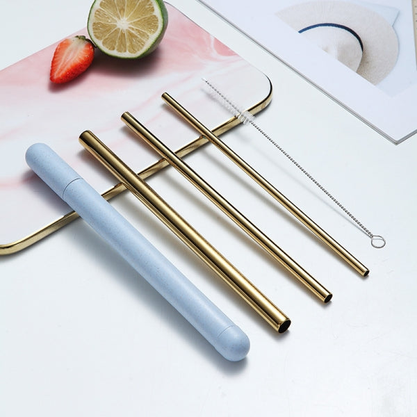 Custom Logo Eco-friendly Wheat Storage Box Stainless Steel Straw Set | Premium Corporate Gifts and Promotional Gifts