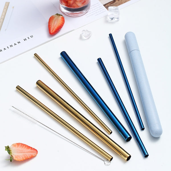 Custom Logo Eco-friendly Wheat Storage Box Stainless Steel Straw Set | Premium Corporate Gifts and Promotional Gifts