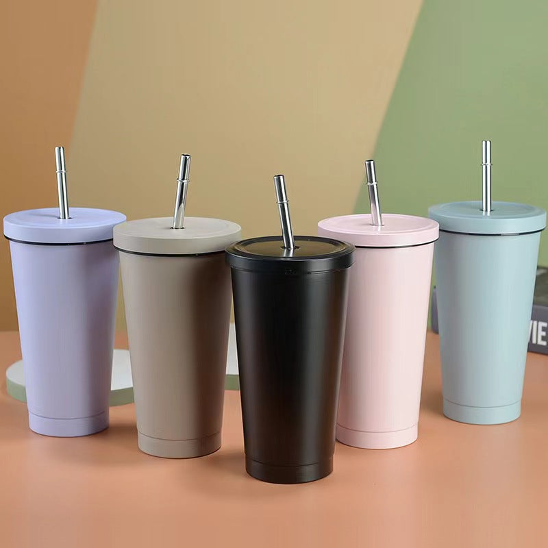 Custom Logo Stainless Steel Double-Layer Straw Cup Tumbler | Premium Corporate Gifts and Promotional Gifts