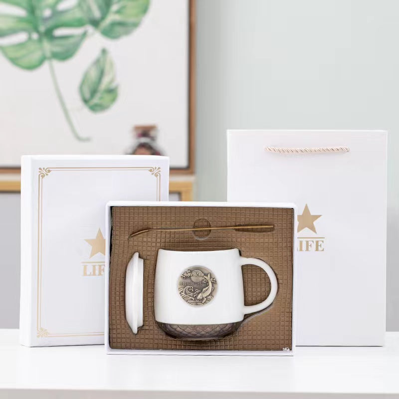 Custom Logo Metal Bronze Mug Gift Box | Premium Corporate Gifts and Promotional Gifts