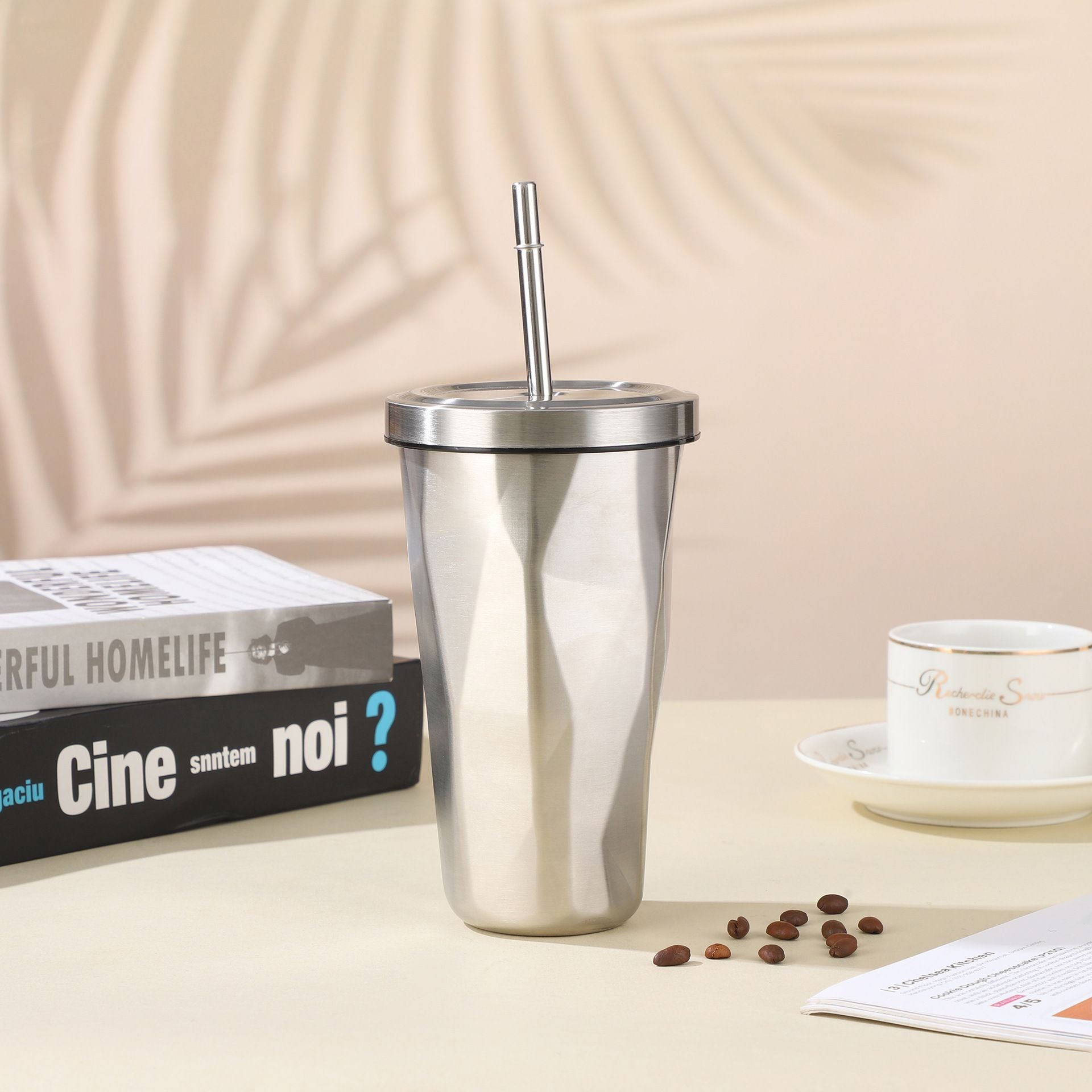 Custom Logo Diamond-shaped stainless steel straw cup | Premium Corporate Gifts and Promotional Gifts