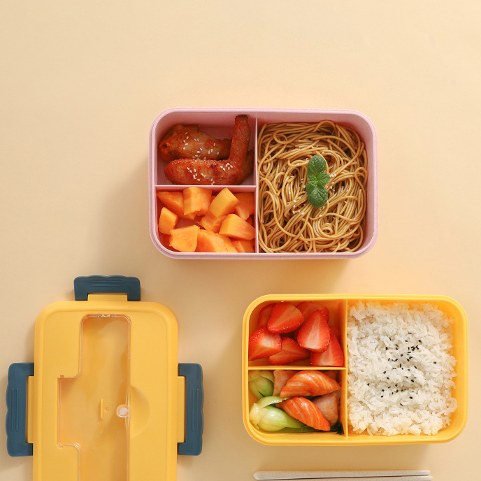 Custom Logo Wheat Straw Three-Compartment Bento Box | Premium Corporate Gifts and Promotional Gifts