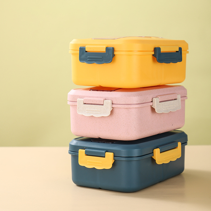 Custom Logo Wheat Straw Three-Compartment Bento Box | Premium Corporate Gifts and Promotional Gifts