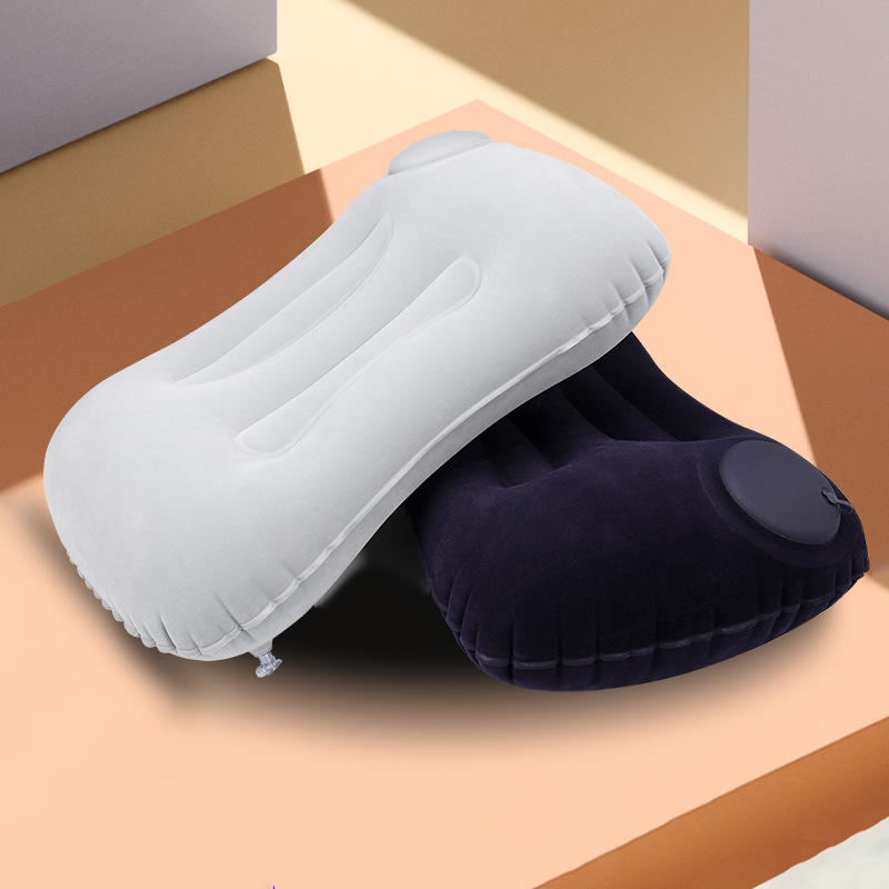 Custom Logo Press-type square inflatable neck pillow (flocked) | Premium Corporate Gifts and Promotional Gifts