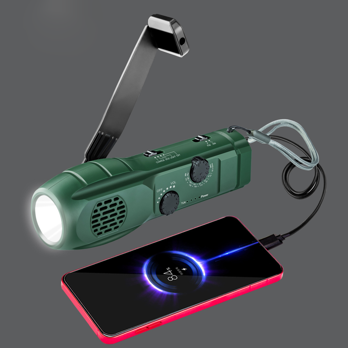 Custom Logo Hand-cranked power generation multi-functional flashlight | Premium Corporate Gifts and Promotional Gifts