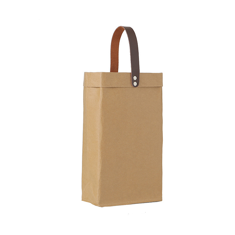 Custom Logo Leather handle washed kraft paper bag | Premium Corporate Gifts and Promotional Gifts