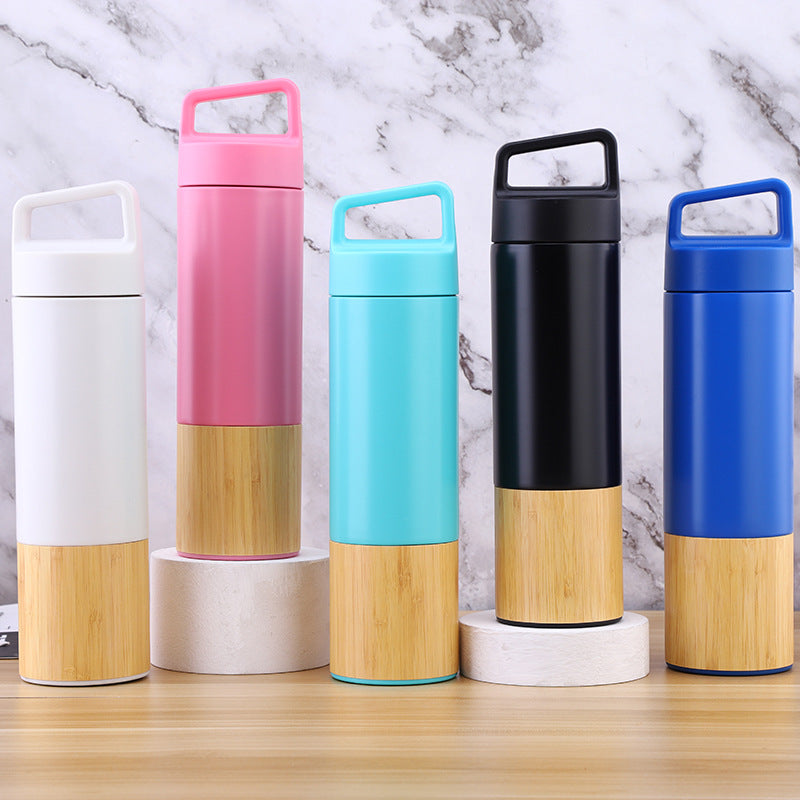 Custom Logo Bamboo and wood spliced portable thermos cup | Premium Corporate Gifts and Promotional Gifts