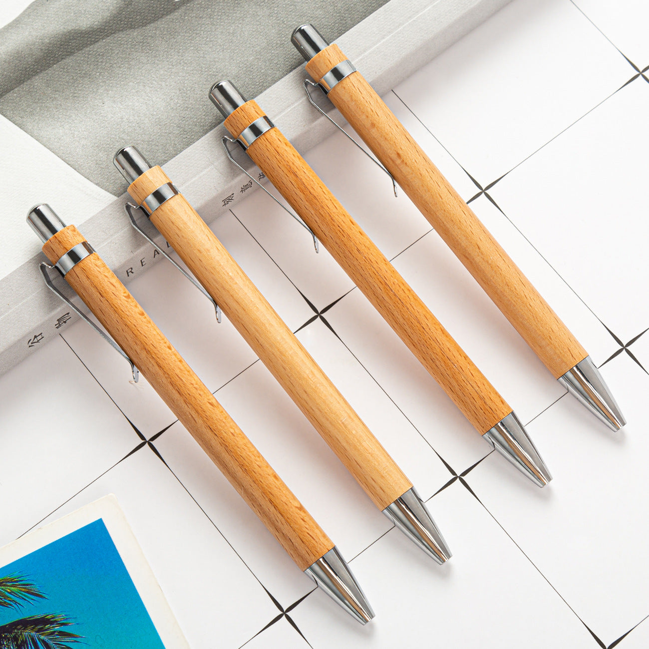 Custom Logo Simple bamboo and wood pen two-piece set | Premium Corporate Gifts and Promotional Gifts