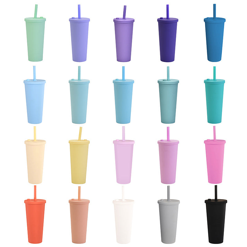 Custom Logo Double-layer plastic thick straw cup | Premium Corporate Gifts and Promotional Gifts