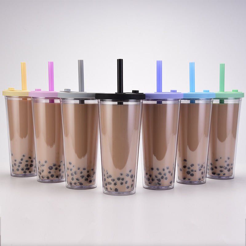 Custom Logo Double-layer plastic thick straw cup | Premium Corporate Gifts and Promotional Gifts