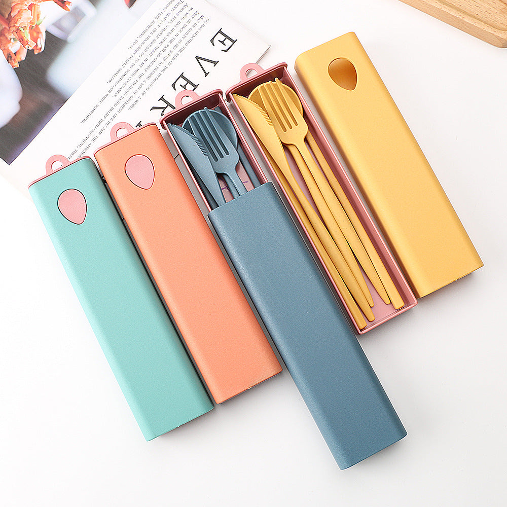 Custom Logo Candy-colored wheat straw knife and fork four-piece set | Premium Corporate Gifts and Promotional Gifts