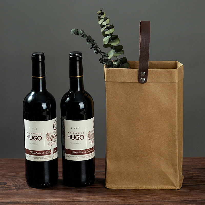 Custom Logo Leather handle washed kraft paper bag | Premium Corporate Gifts and Promotional Gifts