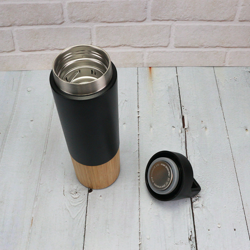 Custom Logo Bamboo and wood spliced portable thermos cup | Premium Corporate Gifts and Promotional Gifts