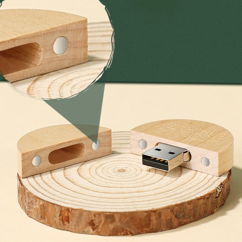 Custom Logo Round Magnetic Wooden Flash Drive | Premium Corporate Gifts and Custom Gifts