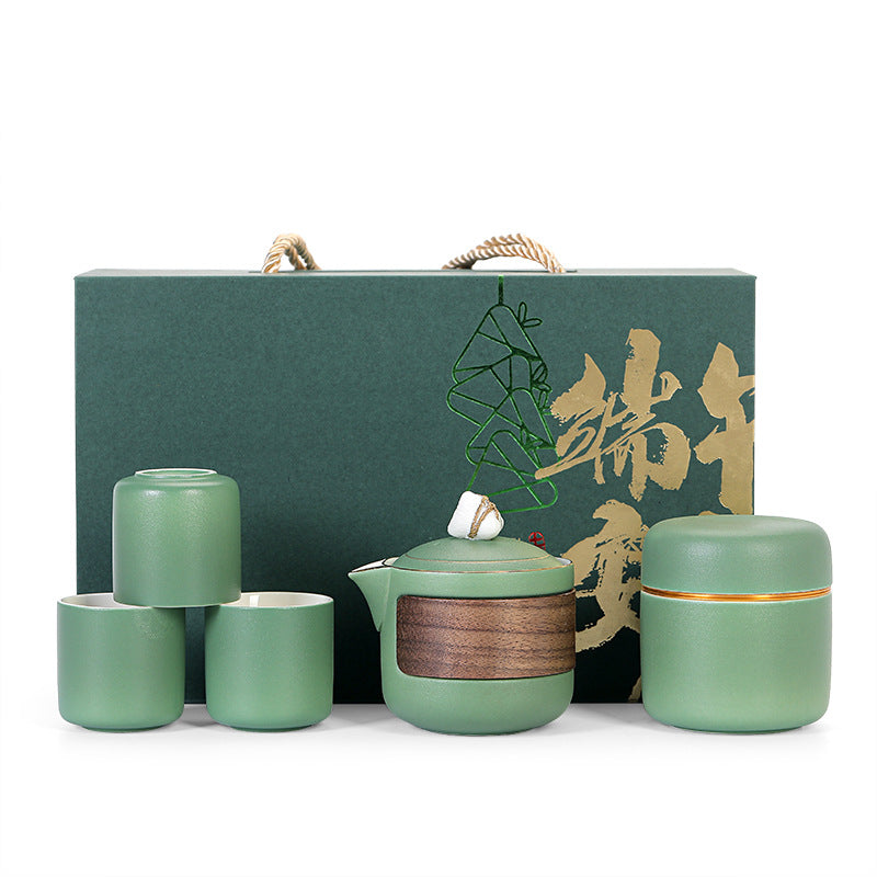 Custom Logo  Dragon Boat Festival Texture Business Ceramic Tea Set | Premium Corporate Gifts and Promotional Gifts