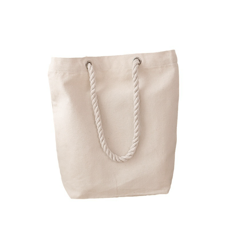 Custom Logo Hemp Rope Hand Canvas Shopping Bag (with Bottom and No Sides) | Premium Corporate Gifts and Promotional Gifts