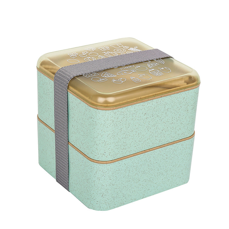 Custom Logo Japanese square double-layer bento box (including spoon) | Premium Corporate Gifts and Promotional Gifts