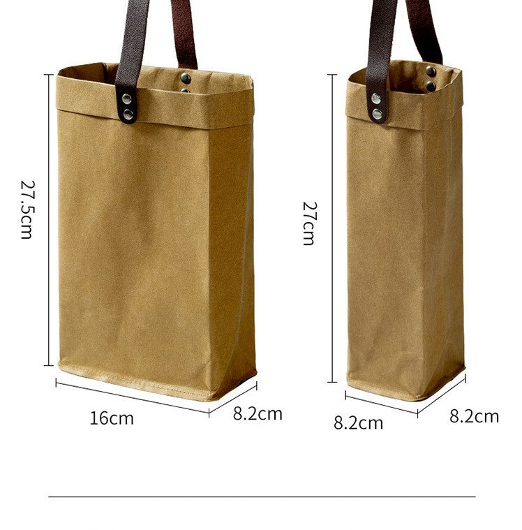Custom Logo Leather handle washed kraft paper bag | Premium Corporate Gifts and Custom Gifts