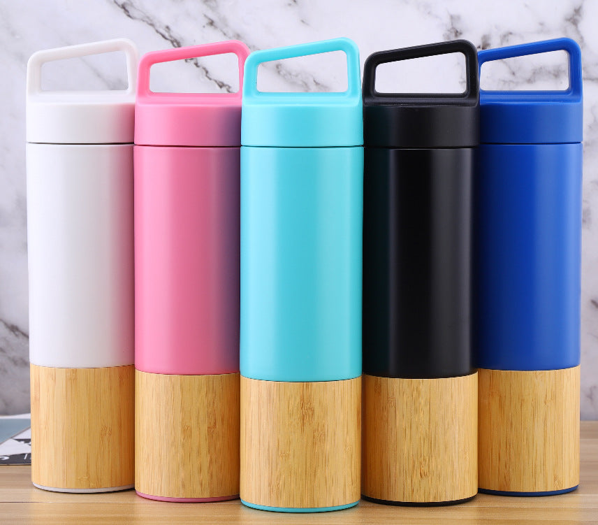 Custom Logo Bamboo and wood spliced portable thermos cup | Premium Corporate Gifts and Promotional Gifts