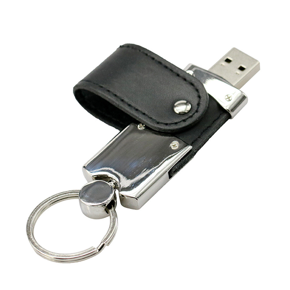 Custom Logo Textured leather rotating flash drive | Premium Corporate Gifts and Promotional Gifts