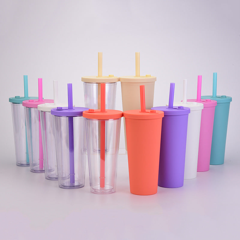 Custom Logo Double-layer plastic thick straw cup | Premium Corporate Gifts and Promotional Gifts