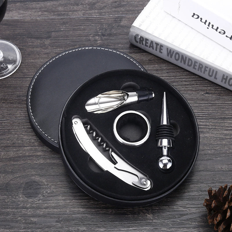 Custom Logo Red Wine Corkscrew Round Box Set | Premium Corporate Gifts and Promotional Gifts