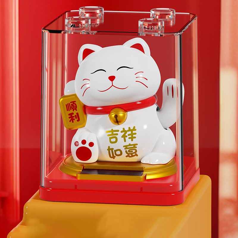 Custom Logo Solar Hand Shake Lucky Cat | Premium Corporate Gifts and Custom Gifts
